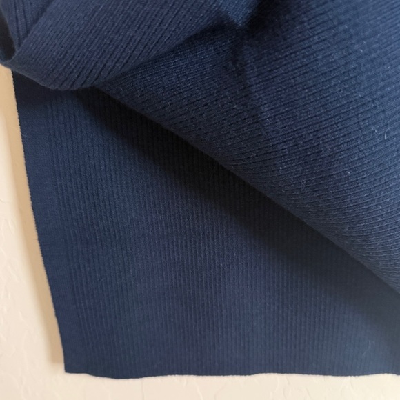 AYR Midi Pencil Skirt Navy Ribbed Sweater with Side Slits Pull On Stretch Large - Picture 4 of 10